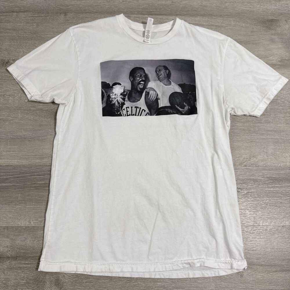 Bill Russell Red Auerbach Shirt Boston Celtics NBA Basketball Men’s Large White